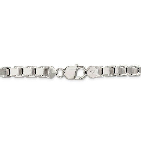 Men's 7mm, Sterling Silver, Solid Box Chain Necklace, 18 Inch